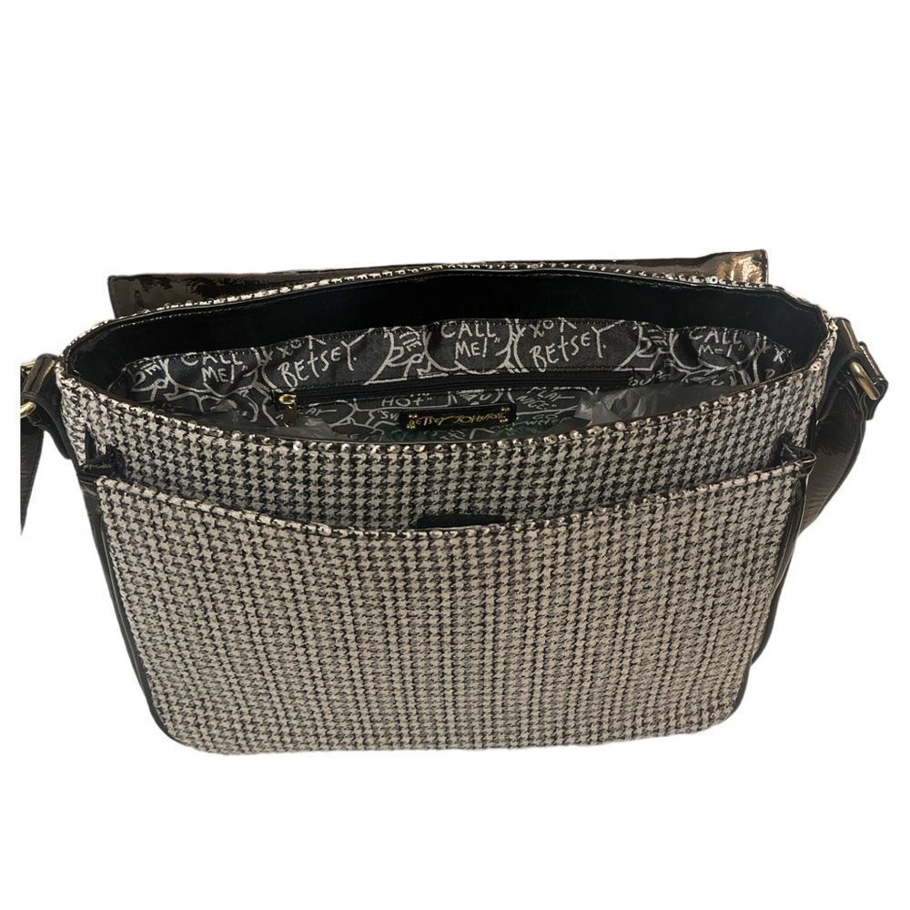 Betsey Johnson Black and Gray Houndstooth Shoulder Bag - Picture 7 of 7